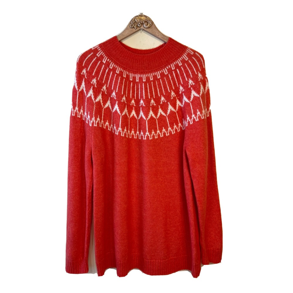 Talbots XLP Sweater Wool Blend Women's Orange White NWT $99